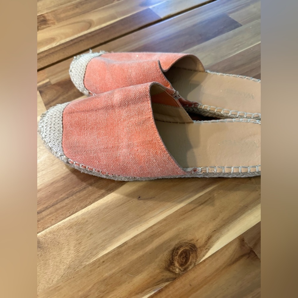 WANTED Orange and Tan Canvas Slide Espadrilles | Size 9